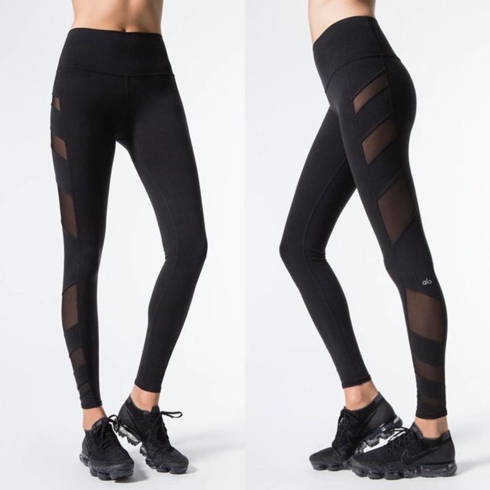 Alo Yoga Black Mesh Side Leggings Womens Size S